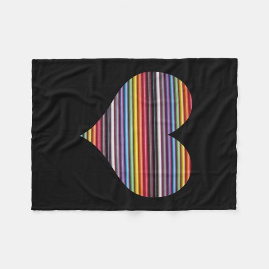 Rainbow Ribbon Cable Heart Fleece Blanket (Voorkant (Horizontaal))