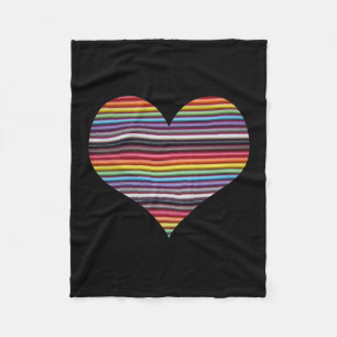 Rainbow Ribbon Cable Heart Fleece Blanket
