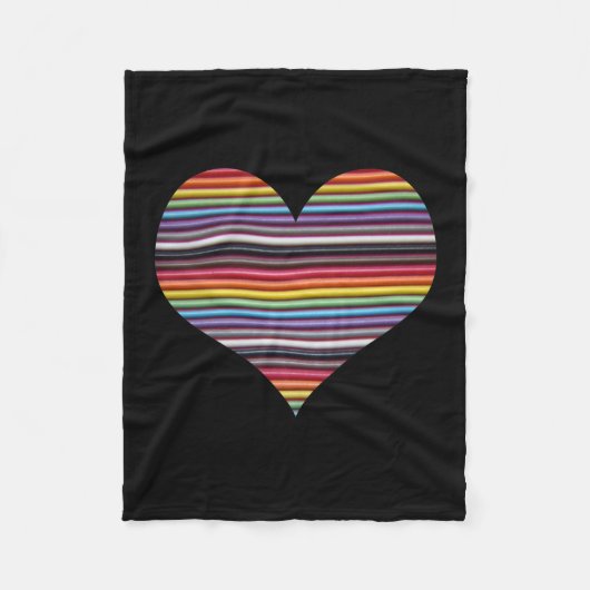 Rainbow Ribbon Cable Heart Fleece Blanket (Voorkant)
