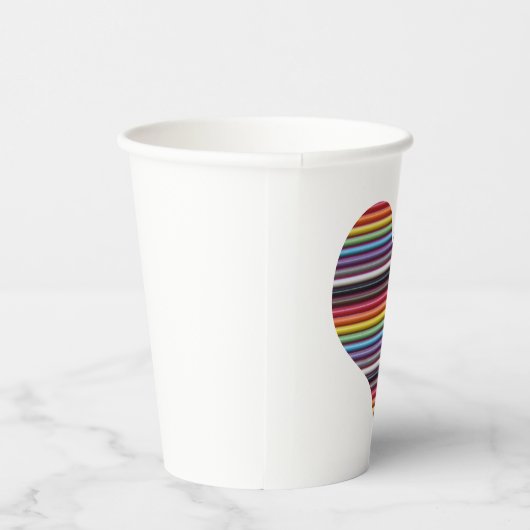 Rainbow Ribbon Cable Heart Paper Cups Papieren Bekers (Rechts)