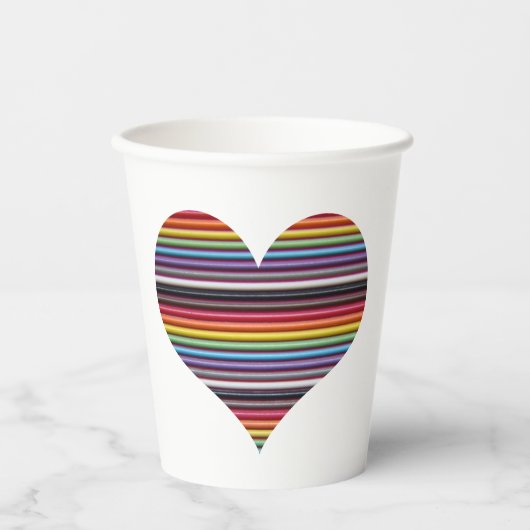 Rainbow Ribbon Cable Heart Paper Cups Papieren Bekers (Voorkant)