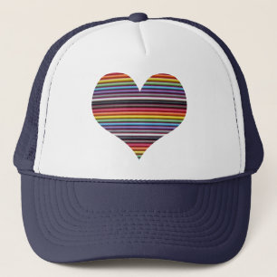Rainbow Ribbon Cable Heart Trucker Hat Pet