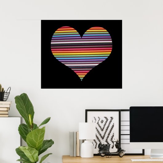 Rainbow Ribbon Cable Heart Wall Poster (Thuiskantoor)