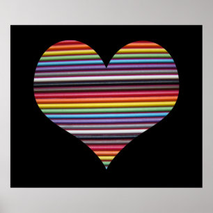 Rainbow Ribbon Cable Heart Wall Poster