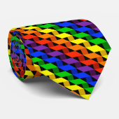 Rainbow Ribbon Quilt Pattern Gay Pride Mannen Stropdas (Opgerold)