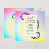 Rainbow Ribbon Wedding Invitation 5,25 x 5,25 inch Kaart (Voorkant / Achterkant)