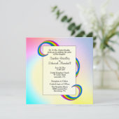 Rainbow Ribbon Wedding Invitation 5,25 x 5,25 inch Kaart (Staand voorkant)