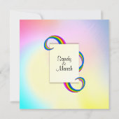 Rainbow Ribbon Wedding Invitation 5,25 x 5,25 inch Kaart (Achterkant)