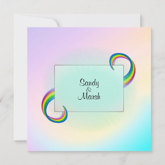 Rainbow Ribbon Wedding Invitation Kaart (Achterkant)