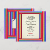 Rainbow Ribbon Wedding Invitation Kaart (Voorkant / Achterkant)