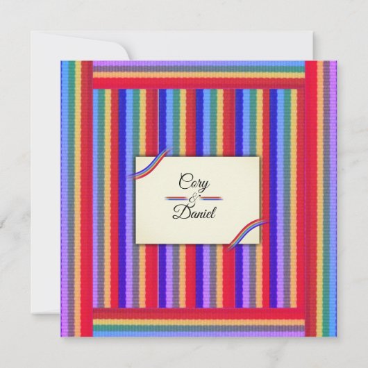 Rainbow Ribbon Wedding Invitation Kaart (Achterkant)