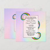 Rainbow Ribbon Wedding Invitation Kaart (Voorkant / Achterkant)