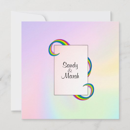Rainbow Ribbon Wedding Invitation Kaart (Achterkant)