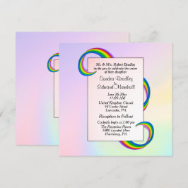 Rainbow Ribbon Wedding Invitation Kaart