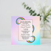 Rainbow Ribbon Wedding Invitation Kaart (Staand voorkant)