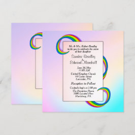 Rainbow Ribbon Wedding Invitation Kaart
