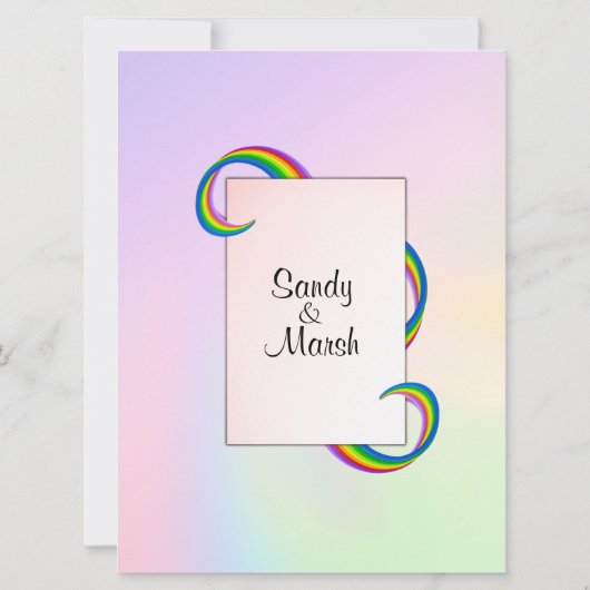 Rainbow Ribbon Wedding Invitation Kaart (Achterkant)