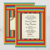 Rainbow Ribbon Wedding Invitation Kaart (Voorkant / Achterkant)