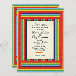 Rainbow Ribbon Wedding Invitation Kaart