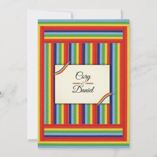 Rainbow Ribbon Wedding Invitation Kaart (Achterkant)
