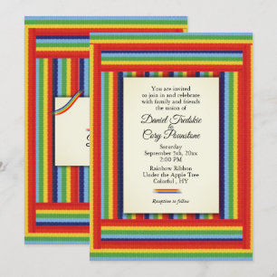 Rainbow Ribbon Wedding Invitation Kaart