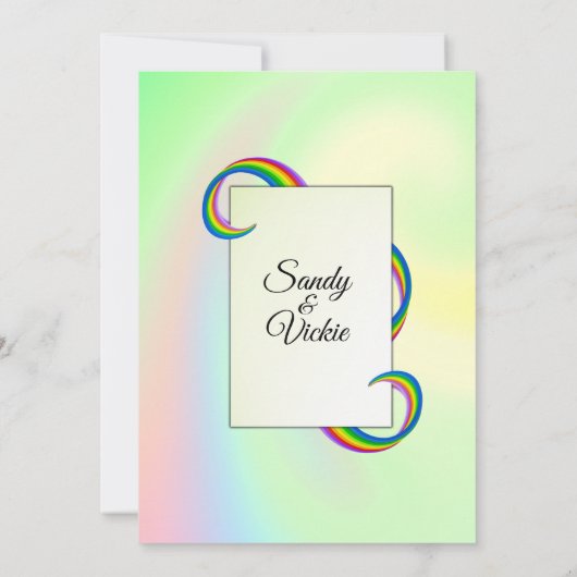 Rainbow Ribbon Wedding Invitation Kaart (Achterkant)