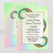 Rainbow Ribbon Wedding Invitation Kaart (Voorkant / Achterkant)