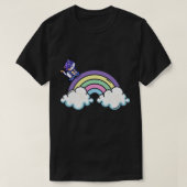 Rainbow Ride: Het Skateboarden Kat T-shirt (Design voorkant)