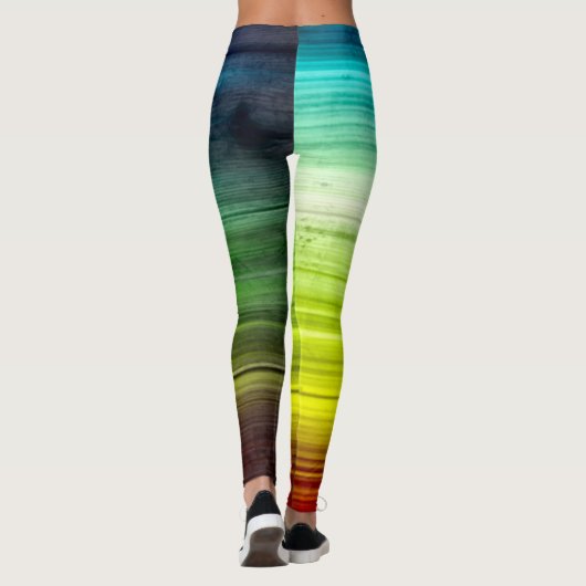 Rainbow Rings Tie Dye Wood Pattern Leggings (Achterkant)