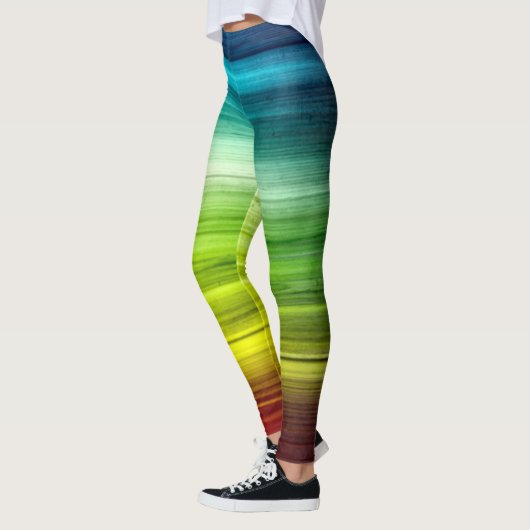 Rainbow Rings Tie Dye Wood Pattern Leggings (Links)