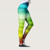 Rainbow Rings Tie Dye Wood Pattern Leggings (Rechts)