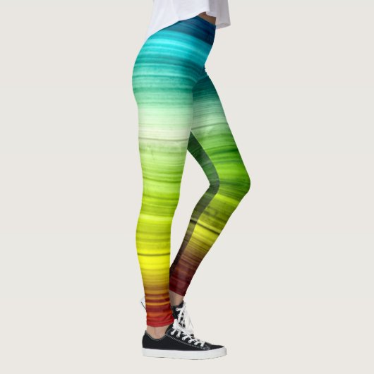 Rainbow Rings Tie Dye Wood Pattern Leggings (Rechts)