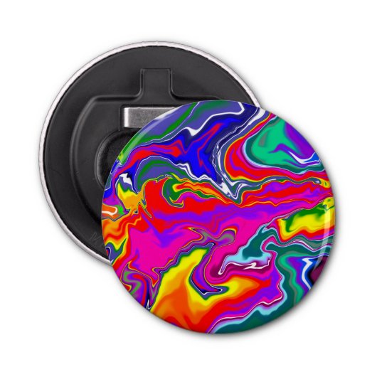 Rainbow River Fluid Art Button Flesopener (Voorkant)