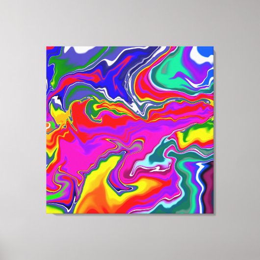 Rainbow River Fluid Art Canvas Afdruk (Voorkant)
