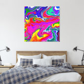 Rainbow River Fluid Art Canvas Afdruk (Insitu (Slaapkamer))