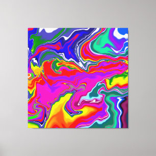 Rainbow River Fluid Art Canvas Afdruk