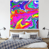 Rainbow River Fluid Art Canvas Afdruk (Insitu (Slaapkamer))