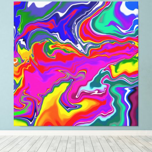 Rainbow River Fluid Art Canvas Afdruk (Insitu (Houten vloer))