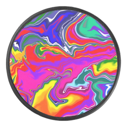 Rainbow River Fluid Art Hockey Puck (Voorkant)