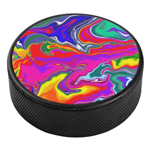 Rainbow River Fluid Art Hockey Puck (3/4)