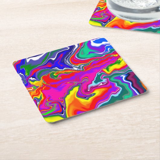 Rainbow River Fluid Art Kartonnen Onderzetters (Schuin)