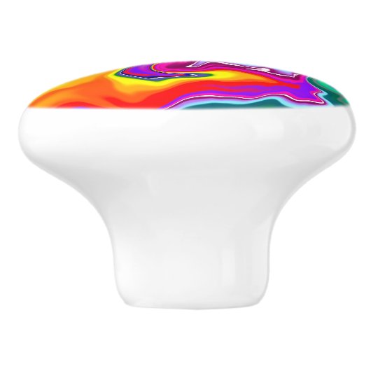 Rainbow River Fluid Art Keramische Knop (Zijkant)