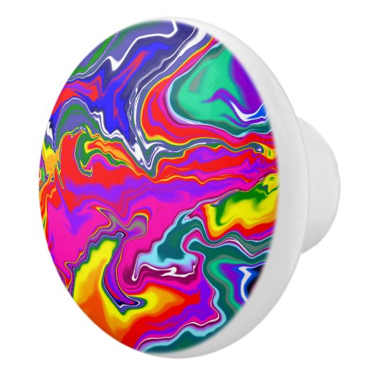 Rainbow River Fluid Art Keramische Knop (Rechts)