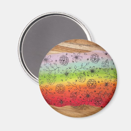Rainbow River of Flowers Magnet (Voorkant / Achterkant)