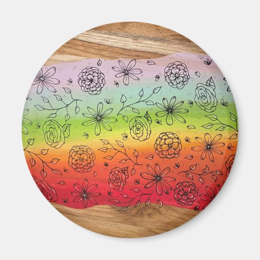 Rainbow River of Flowers Magnet (Voorkant)
