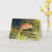 Rainbow River Trout Jumping Retirement Kaart (Gele Bloem)
