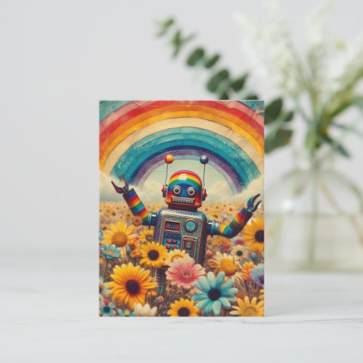 Rainbow Robot Briefkaart (Staand voorkant)