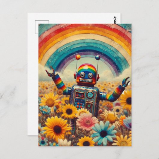 Rainbow Robot Briefkaart (Voorkant / Achterkant)