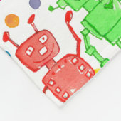 Rainbow Robots Polka Dots Fleece Deken (Hoek)