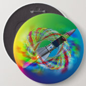 Rainbow Rocket Orbits Ronde Button 6,0 Cm (Voorkant /achterkant)